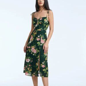 Floral Bloom Contour Midi Strap Dress